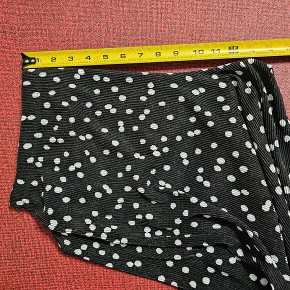 Coco Bianco Tiny Pleats Polka Dot Wide Leg Pants XL Pull On Stretch Raw Hem USA - Picture 7 of 10